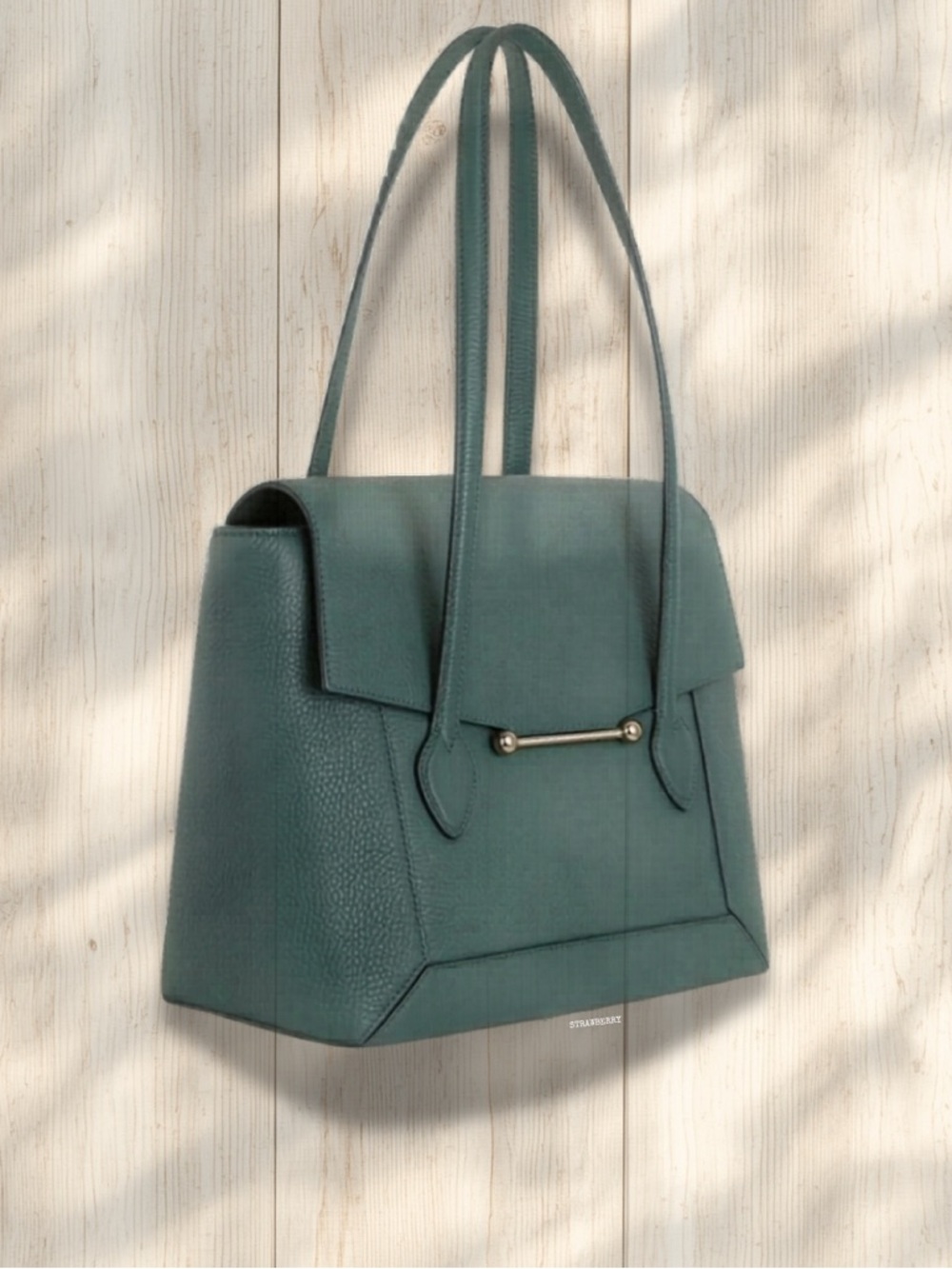 Strathberry Teal Green Leather Tote